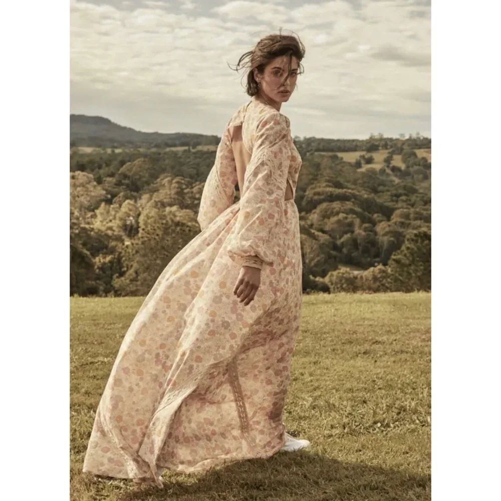 Anthropologie We Are Kindred Pia Cut Out Floral Print Maxi Dress